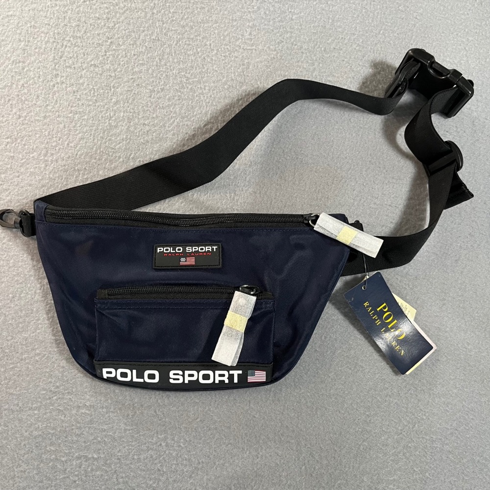 VTG Polo Sport Ralph Lauren Navy Blue Nylon Waistβ Pack Fanny Pack crossbody NEW